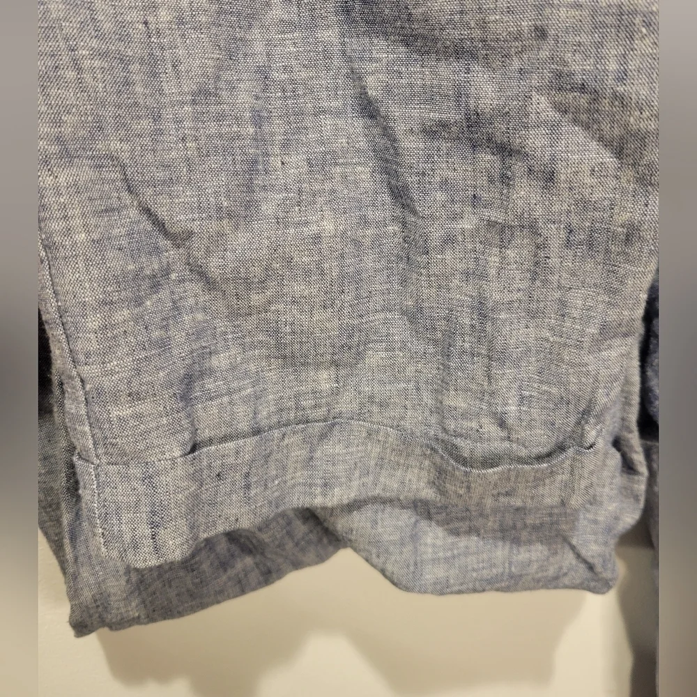 Zara size m linen/cotton blend blue elastic waist pullon pants